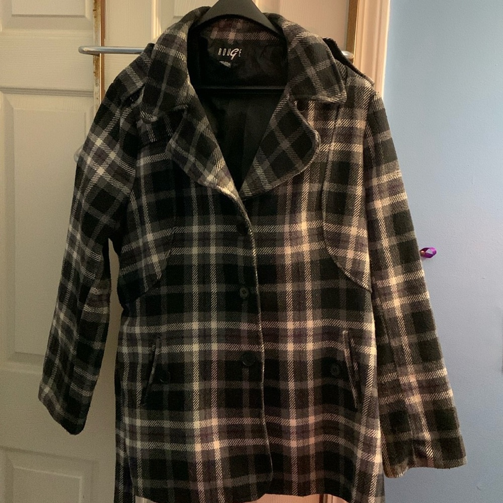 Women’s Buffalo plaid winter trench coat
